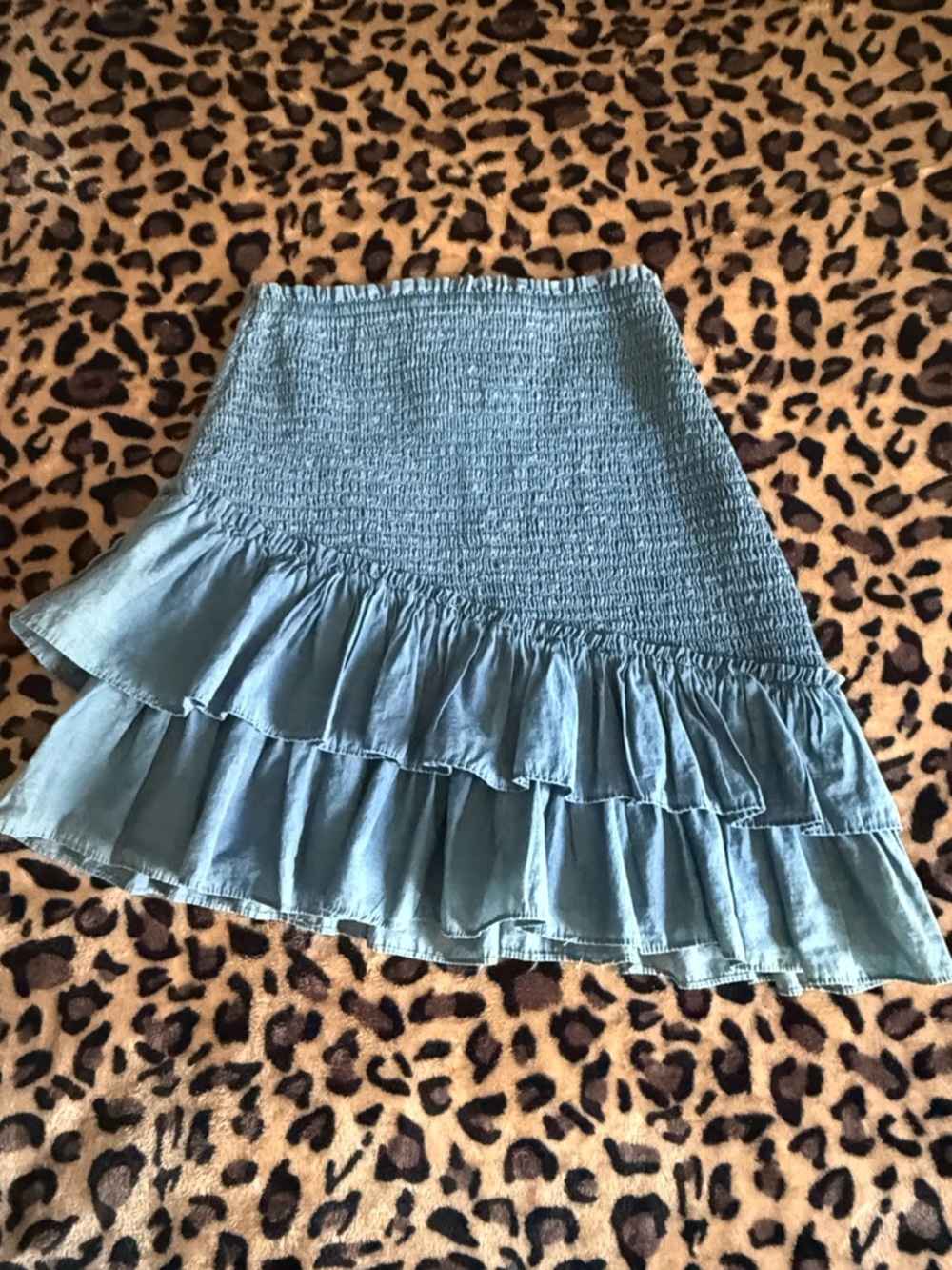 Zara Light Blue Asymmetrical Tiered Mini Ruffle Skirt festival funky size XS